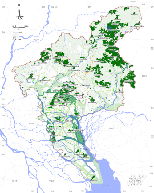 广州市城乡公园与游憩体系规划图